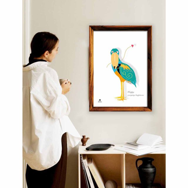 しあわせ運びます 鳥 ハシビロコウ 送料無料 イラスト A4〜A0 ポスター