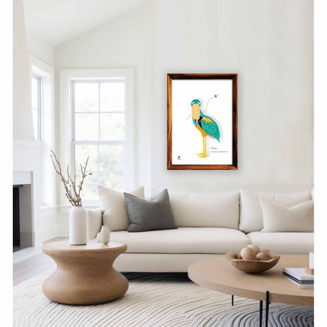 しあわせ運びます 鳥 ハシビロコウ 送料無料 イラスト A4〜A0 ポスター