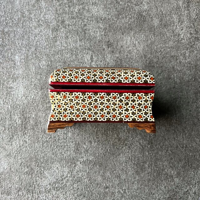 ペルシャの象嵌細工（寄木細工）小箱 宝石箱 長方形 12cm【KHA