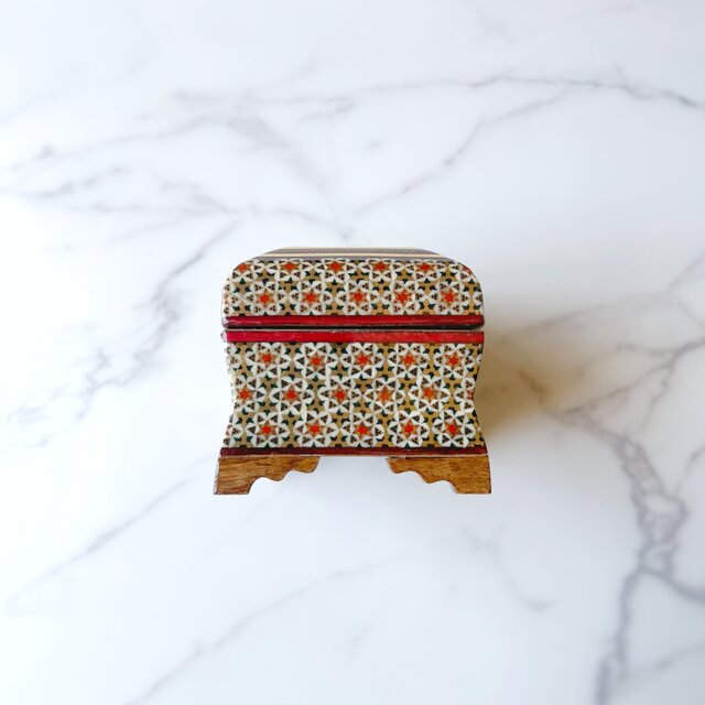 ペルシャの象嵌細工（寄木細工）小箱 宝石箱 長方形 11cm【KHATAM