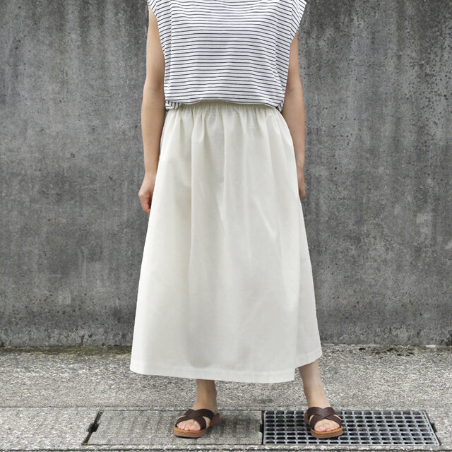 高品質 ソフトでナチュラルな風合い 西脇産 ダンガリースカート（ アイボリー ）ポケット コットン