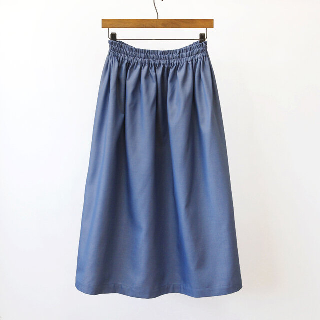 【即納】暑い季節も快適、ソフトな風合い 先染めデニムスカート ブルー 青 オリエンタルブルー