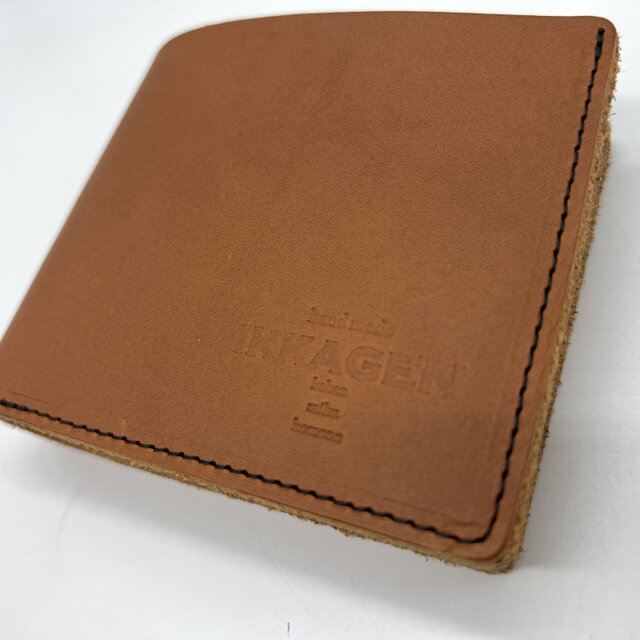 レザー2つ折りウォレット（ハンドメイド／ボックス型コインケース付き