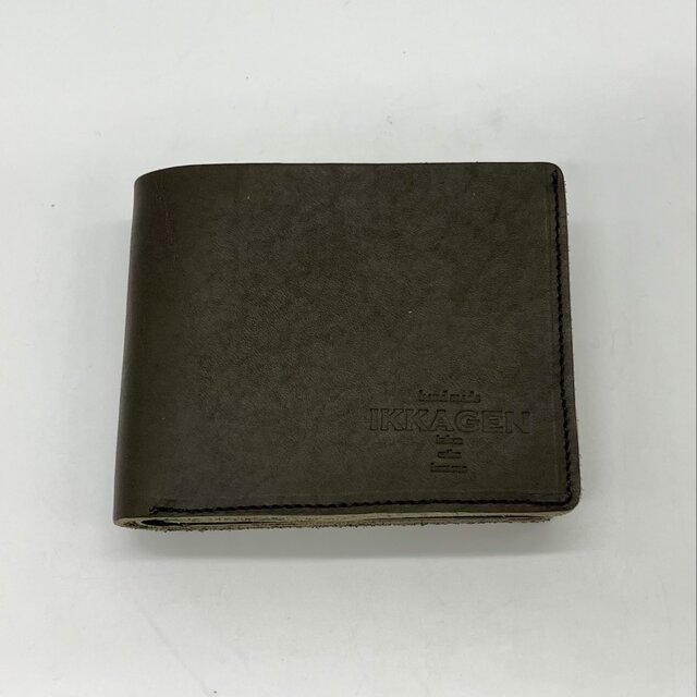 レザー2つ折りウォレット（ハンドメイド／ボックス型コインケース付き