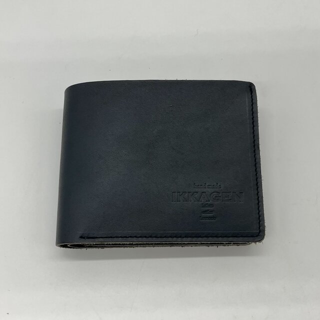 レザー2つ折りウォレット（ハンドメイド／ボックス型コインケース付き