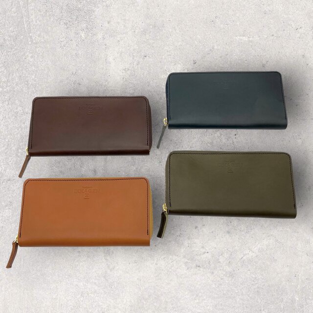 レザーロングウォレット（ハンドメイド／ラウンド型ファスナー／大容量）