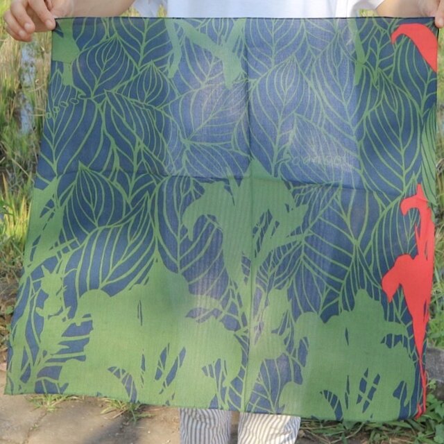 プチスカーフ「カンナ」希望_green（コットンシフォン100%）