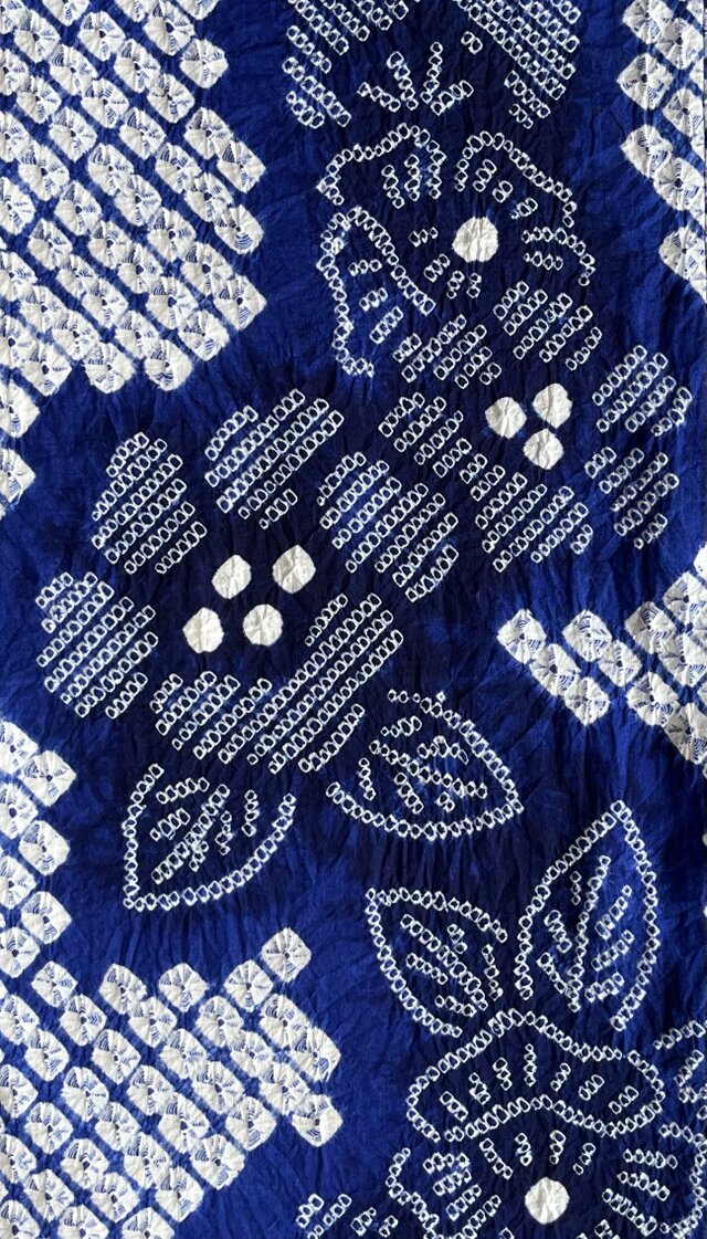 ☆ 有松絞 青に花柄 アシンメトリーブラウス 浴衣服♪ | iichi