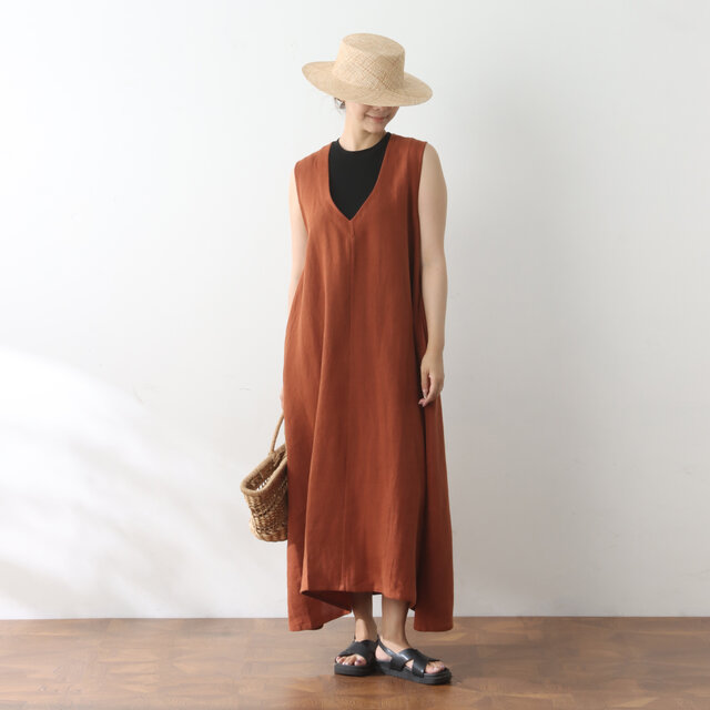 全25色から リネン100% Vネック ロングワンピース ♪丈詰め無料 全25色から リネン100% Vネック ロングワンピース ♪丈詰め無料