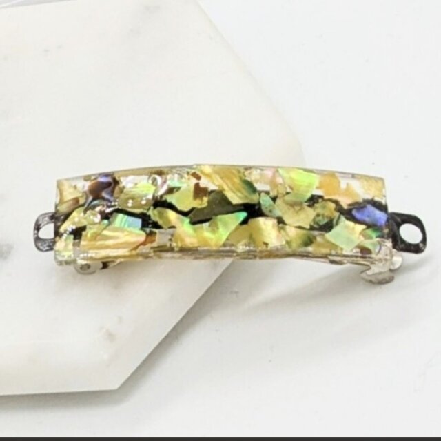 イエロー螺鈿のヘアクリップ