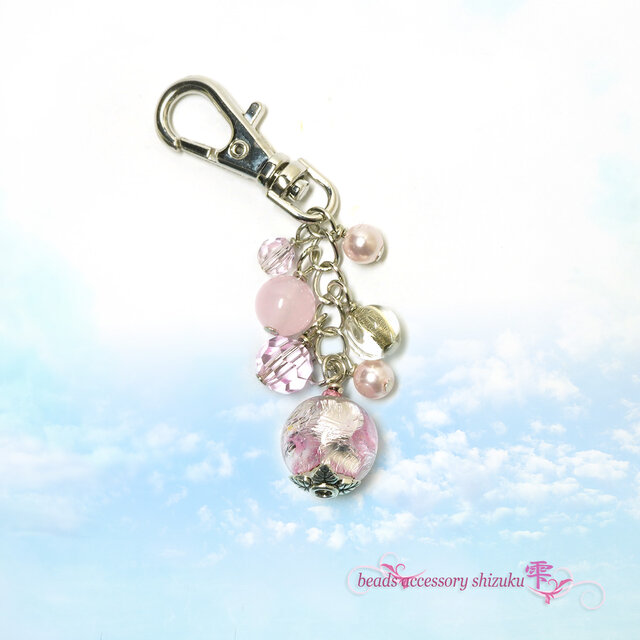 ホタル玉キーホルダーmini＊Wピンク