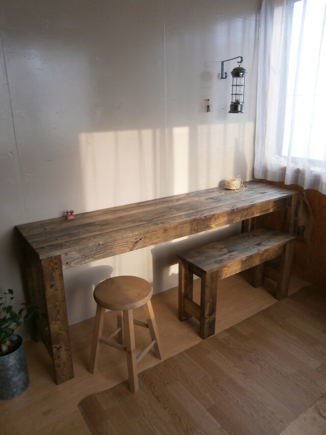 ハンドメイド ミシン台・作業机 アンティーク 180cm 【 EB