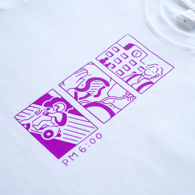 手刷り】夜ノTシャツ〈 PM 6: 00 〉｜シルクスクリーンプリント｜半袖