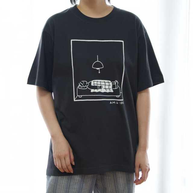 手刷り】夜ノTシャツ〈 AM 2 : 00 〉｜シルクスクリーンプリント｜半袖