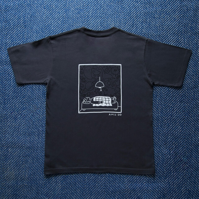 手刷り】夜ノTシャツ〈 AM 2 : 00 〉｜シルクスクリーンプリント｜半袖
