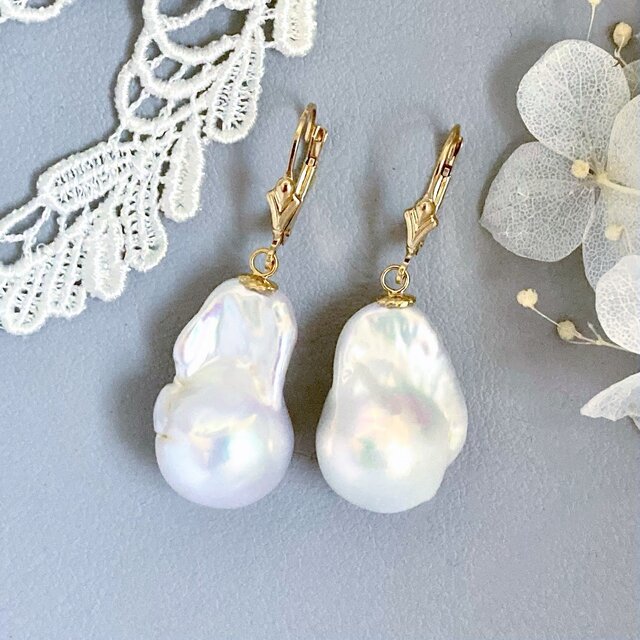 【特大サイズ】フェルメールの絵画風・大粒真珠の耳飾り（ピアス）