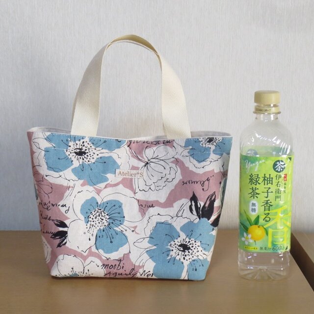 ミニトートバッグ☆花柄（ピンク×ブルー） | iichi 日々の暮らし
