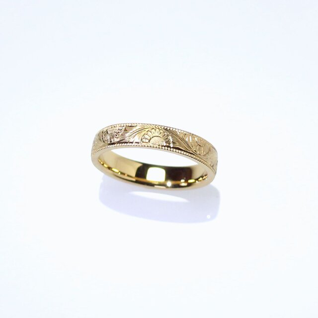 K18YG 手彫りリング(菊)