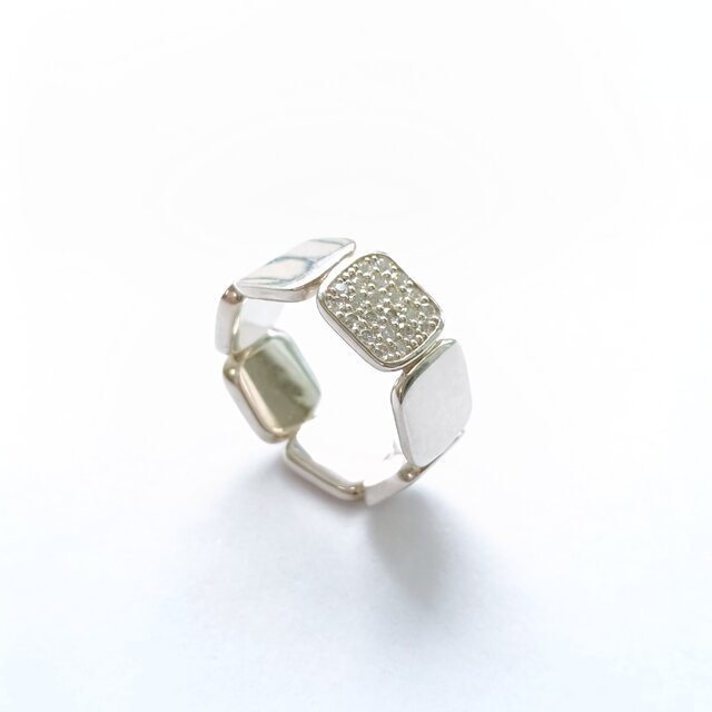 ［SV925］Shime-締- 〜パヴェベルトリング〜 サイコロ　さいころ　幅広　スクエア　ハワイアンジュエリー　シルバー