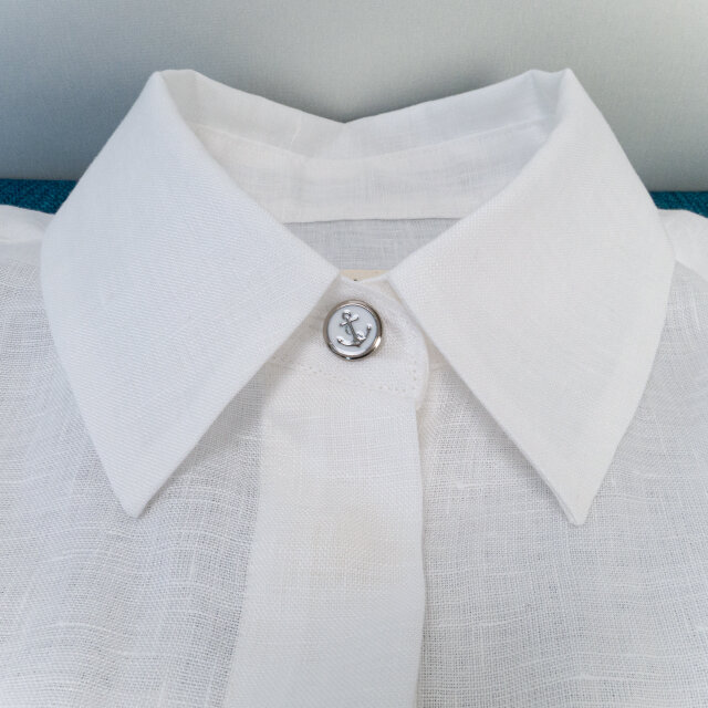 ARGUE アギュー フレンチリネン ワイドシャツ ベージュ　貝ボタン　日本製 ARGUE アギュー フレンチリネン ワイドシャツ ベージュ 貝ボタン