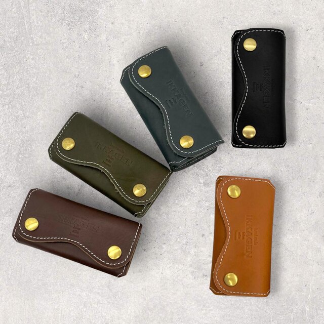 【新色追加】レザー三つ折りキーケース（ハンドメイド／収納力◎／4連キーフック／ギフト対応）