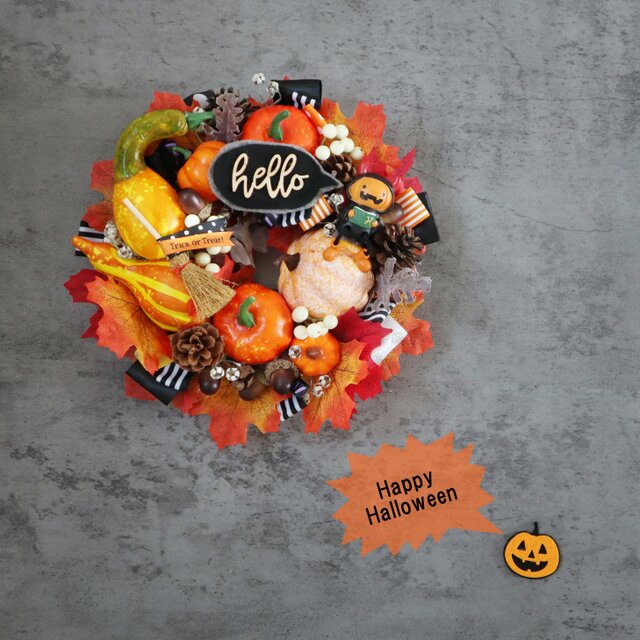 '25 Halloween party wreath ★27cm★orange