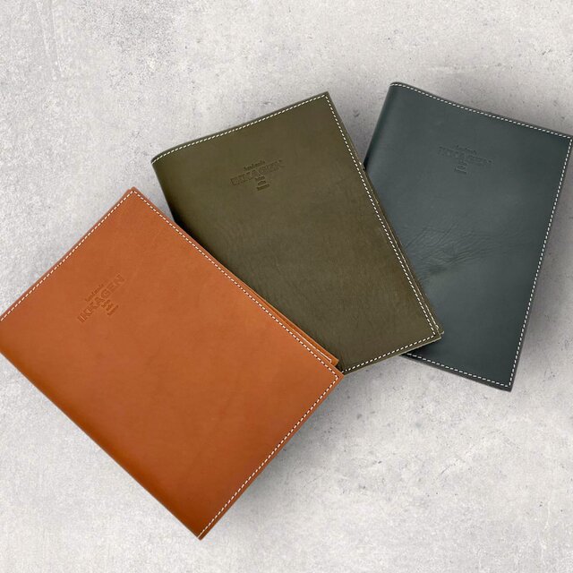 レザー手帳カバー（ハンドメイド／ペン差し付き／カードポケット有／ギフト対応）