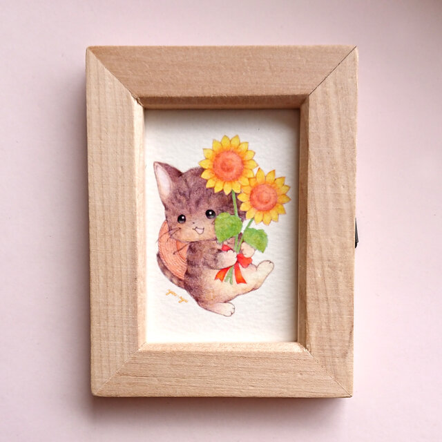 複製ミニイラスト 猫ちゃん「夏の贈りもの」