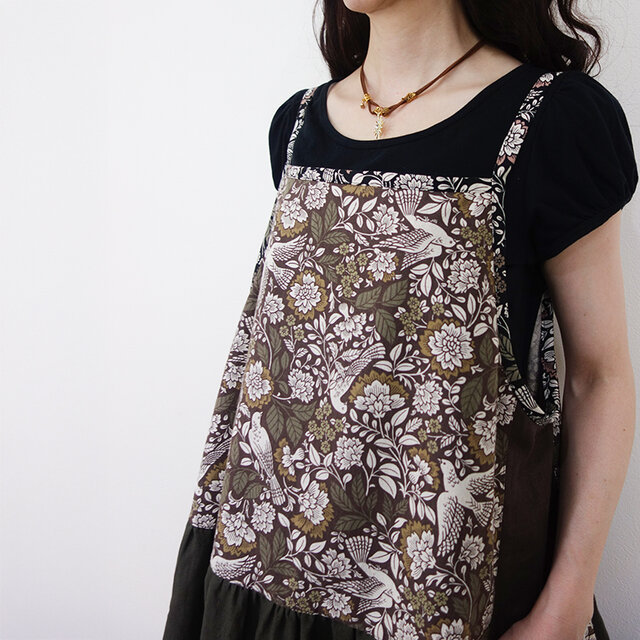 [予約販売] オリーブの森と北欧フラワー・リネンキャミワンピース