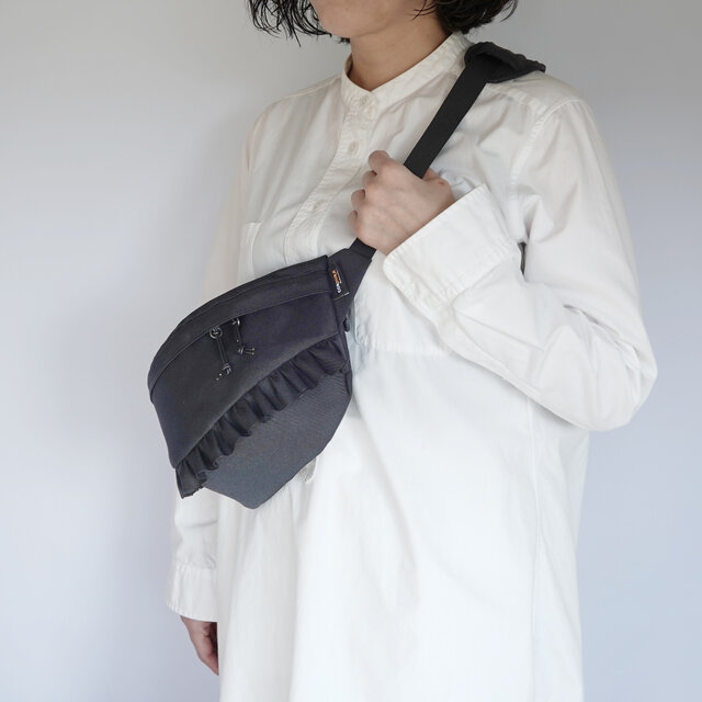 Lサイズ】旅行OK！撥水CORDURA®フリルバッグ｜軽量2WAY〈背面ポケット