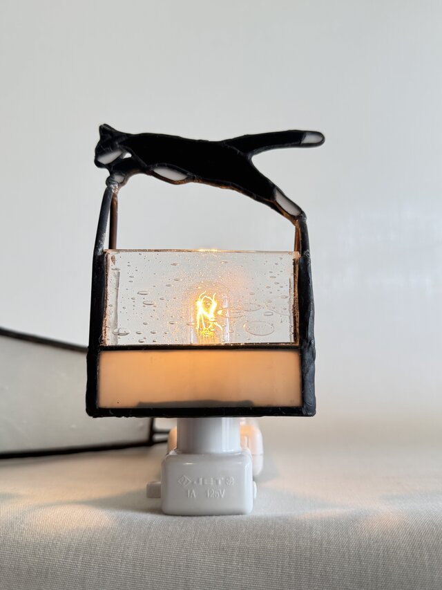 Chat noir 黒猫　おやすみライト　希少ガラス　インテリア照明