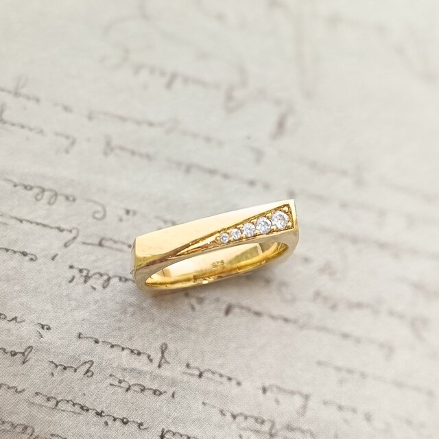 ［SV925／k24GP］ Eiko-鋭光-  シルバー　スクエア　無骨　四角　エタニティ　パヴェ　ハーフエタニティ