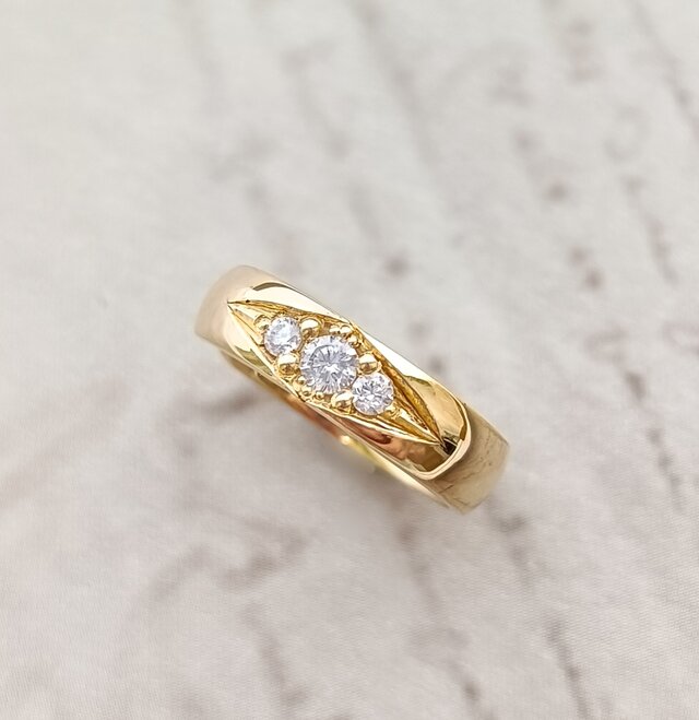 ［BR/k18GP］Ryo-稜- 唐草　アラベスク　ダイヤ　菱形　マーキス　シルバー　ラウンド　クリア　アンティーク　