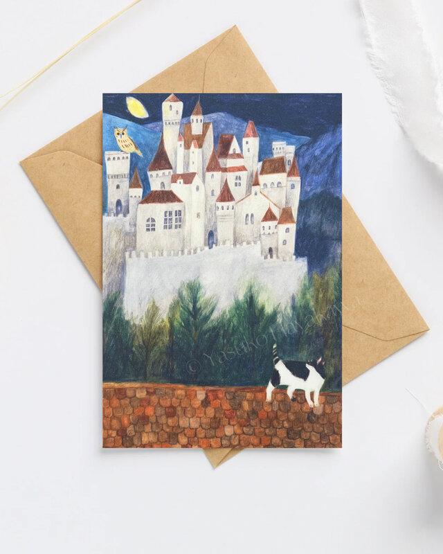 （24）猫とお城とフクロウ　ポストカード　3枚セット
