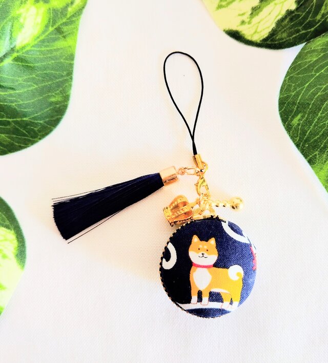 柴犬くんのマカロンポーチ(ネイビー)