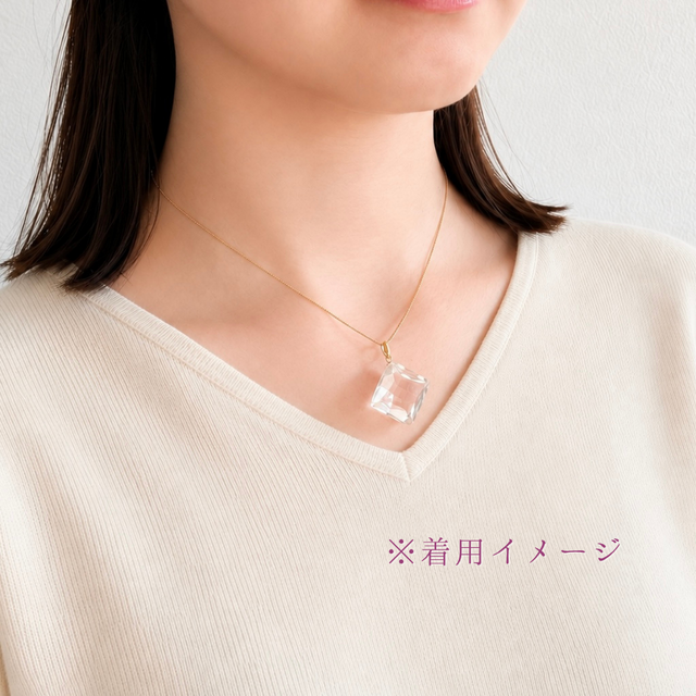 K18 25mm 立体研磨 クォーツ/白水晶 天然石ネックレス - 刃文 | iichi