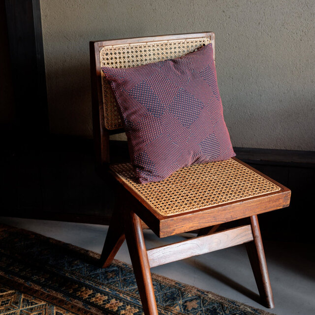 刺し子クッションカバー レッド x ネイビー