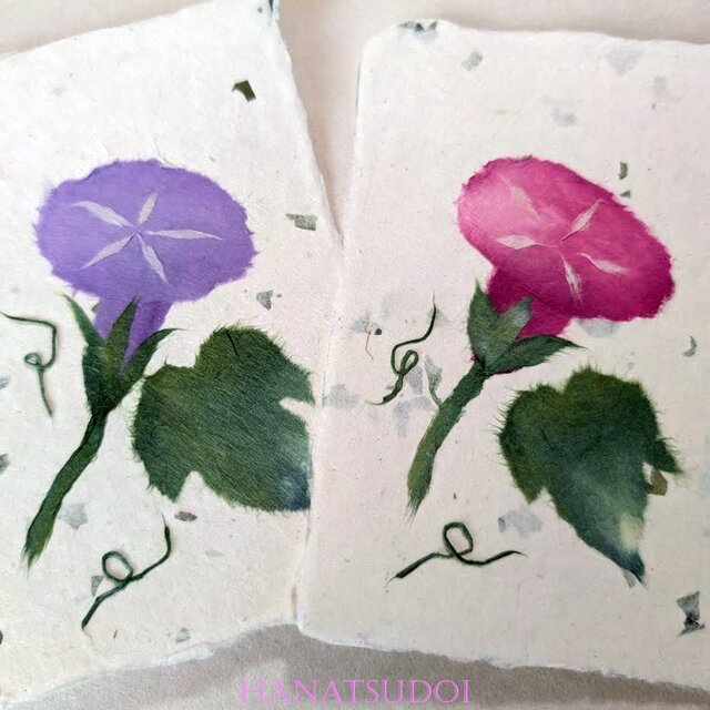 朝顔ちぎり絵カード 手作りキット | iichi 日々の暮らしを心地よくする