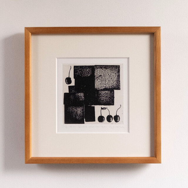銅版画 "blocks+goumi berries#2"（額装）