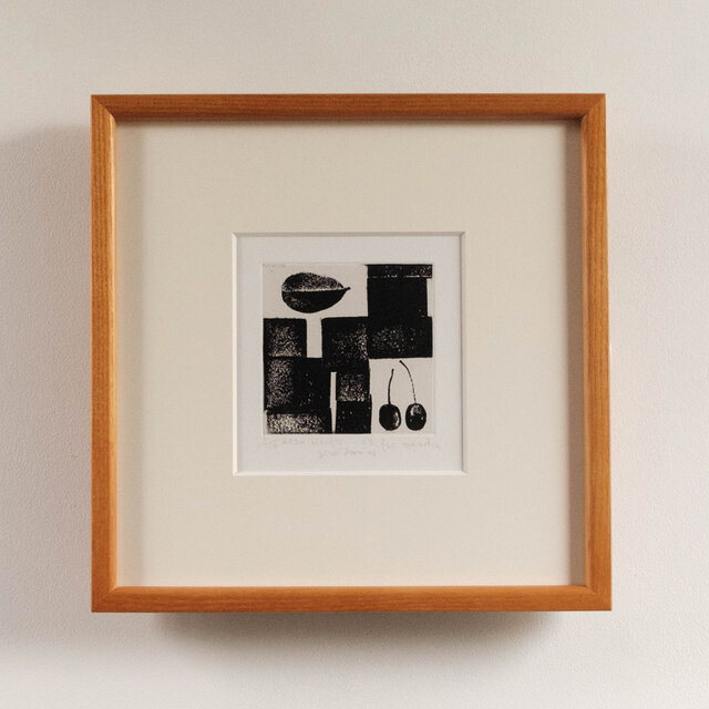 銅版画 "blocks+goumi berries#3"（額装）