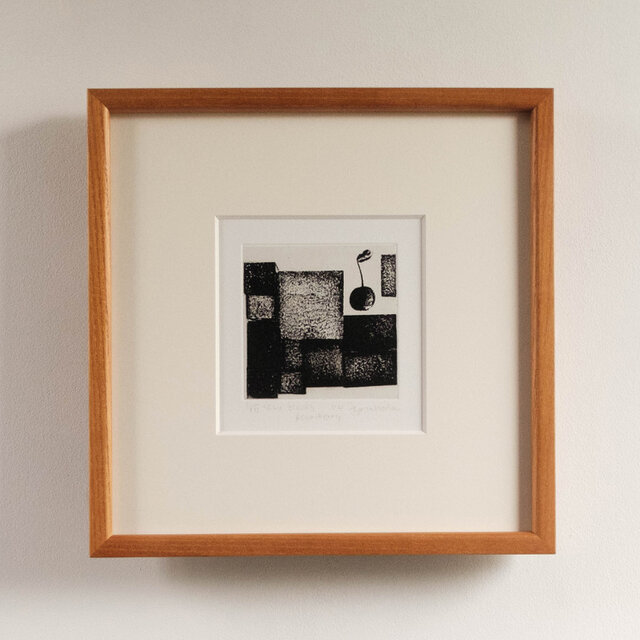 銅版画 "blocks+goumi berries#4"（額装）