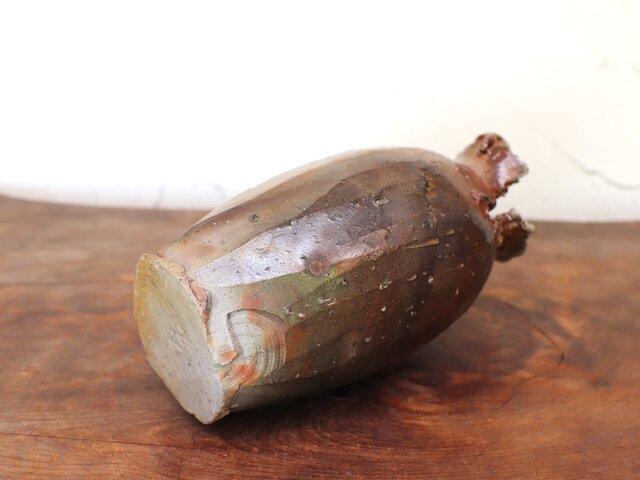 備前焼花器 備前焼 (ビゼンヤキ) プラチナ彩色絵花文花瓶 宮崎祐輔作/【谷鳳