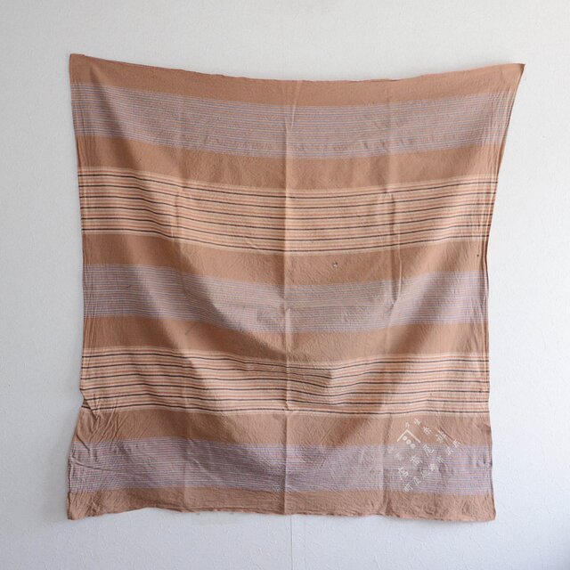 風呂敷 古布 木綿 リメイク素材 縞模様 漢字 大判 ジャパン