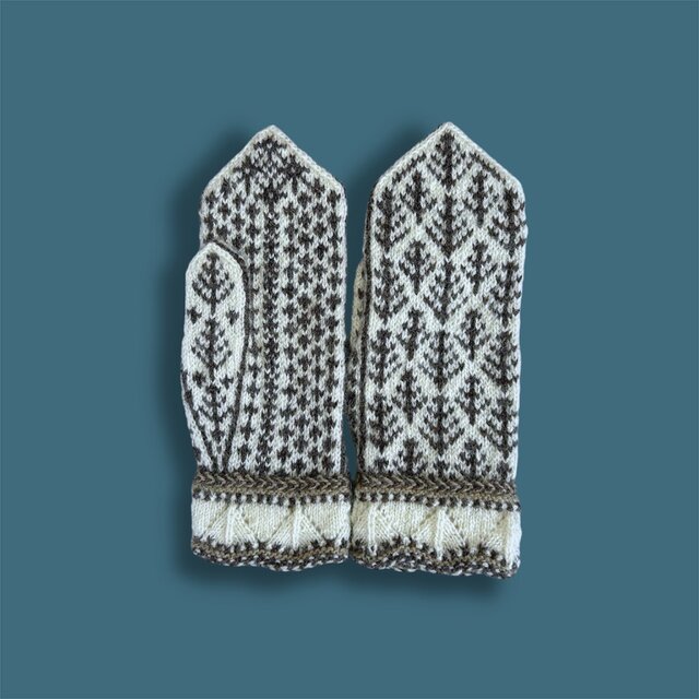 北欧から発送 / ミトン / Norrland(白×ブラウン)