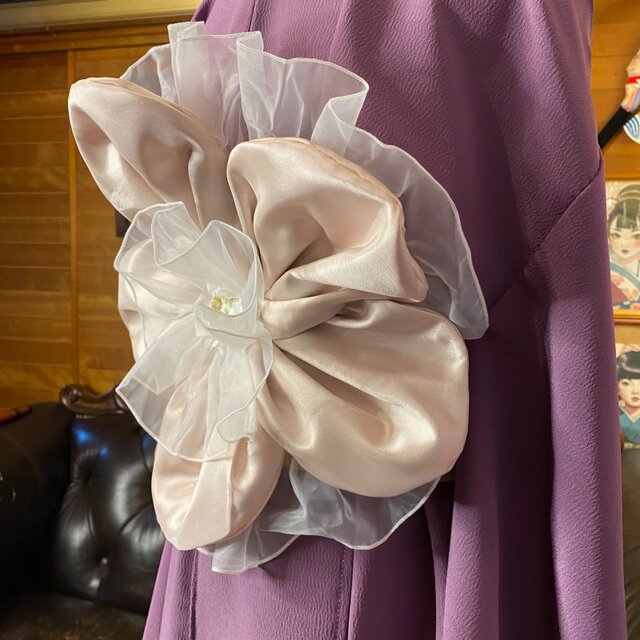 色無地 着物 セミロング ワンピース ドレス ハンドメイド リメイク 重ね衿 襟 帯サッシュベルト 帯バッスル 和洋折衷 洗える 化繊 レトロ 古着 気品漂う古代紫の色無地 KWS-25 みずたま畑のプレミアムお着物セット 色無地 着物 セミロング ワンピース ドレス リメイク 重ね衿 襟 帯