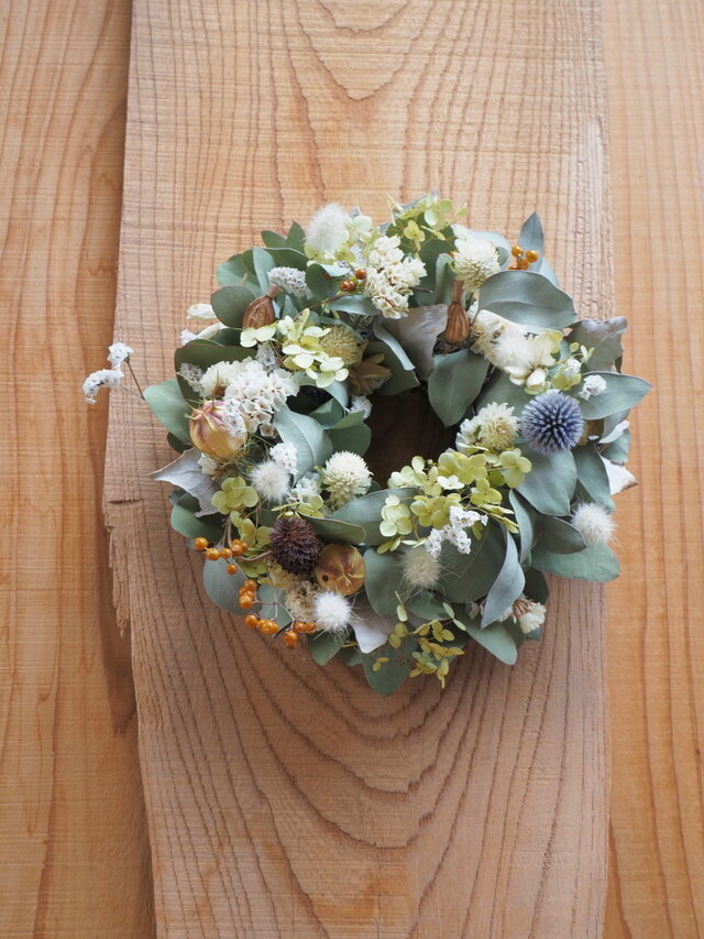 ユーカリと草花のミニリース