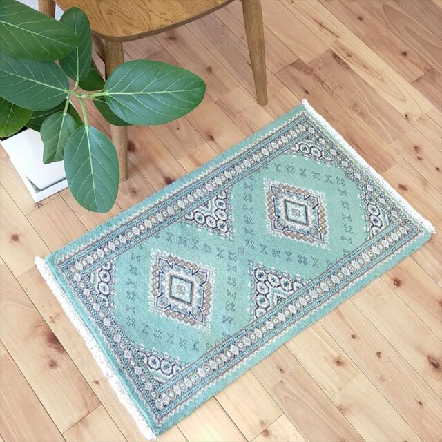 パキスタン絨毯 手織りラグ 玄関マット ヴィンテージ 赤 SALE