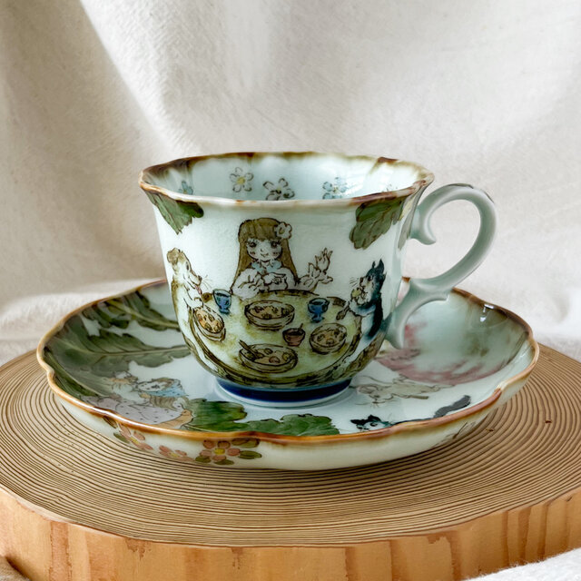 チコロット❤️すべて手描き❤️染付け❤️大きなかぶ❤️童話❤️カップ＆ソーサー