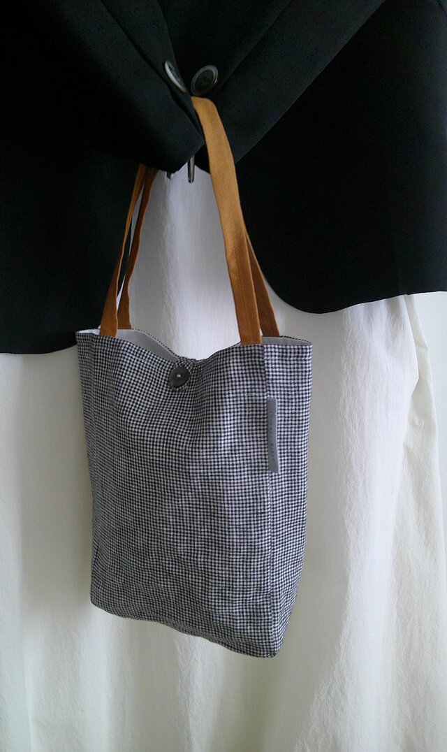 格子柄×OrangeBrown LinenBag＆pouch