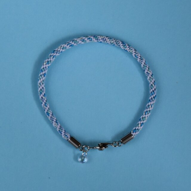 組紐「水色の波」ブレスレット（No.25SS-sea-0815）